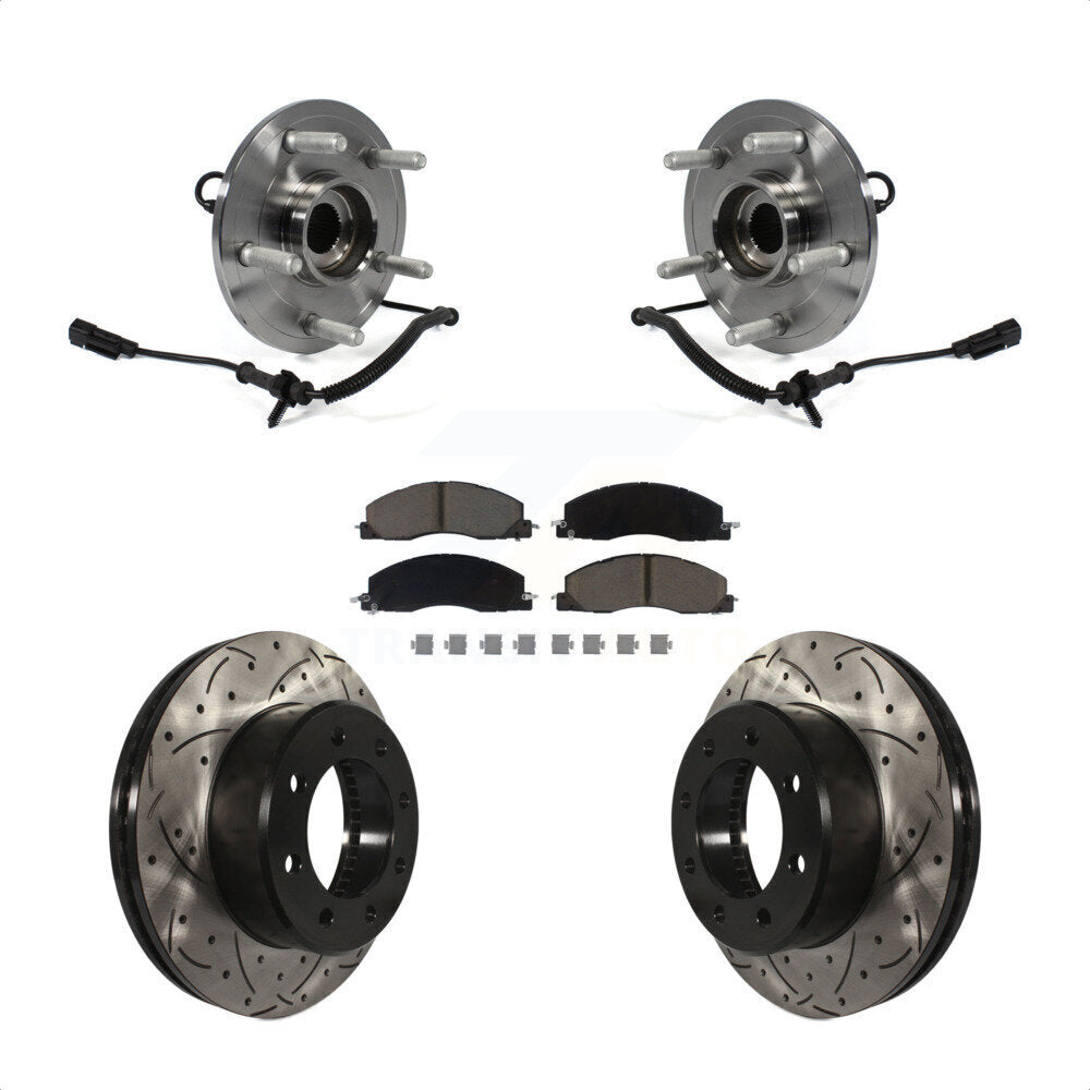 Kit de plaquettes de Rotor de frein, roulement de moyeu avant, fente de perçage, pour Ram 1500 avec roue à 8 écrous