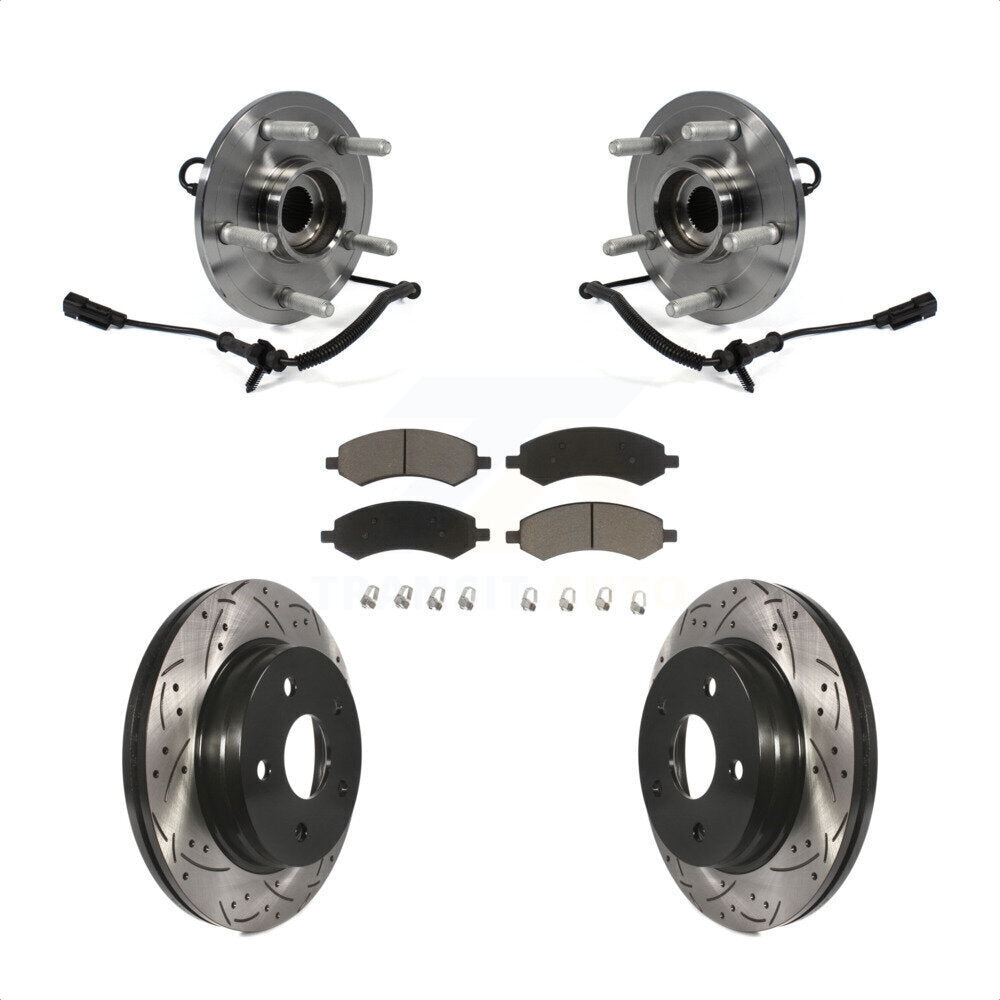 Kit de plaquettes de Rotor de frein avec roulement de moyeu avant, fente de perçage revêtue pour Ram 1500 Classic 4W