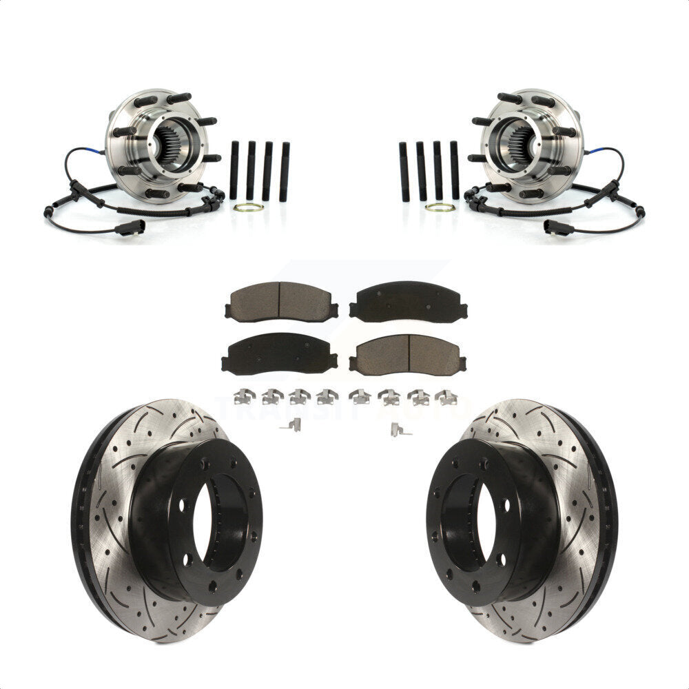 Kit de plaquettes de Rotor de frein, roulement de moyeu avant, fente de perçage, pour Ford F-350 Super Duty F-25