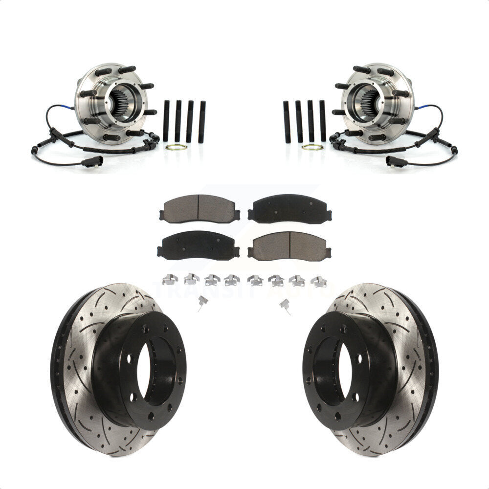 Kit de plaquettes de Rotor de frein, roulement de moyeu avant, fente de perçage, pour Ford F-350 Super Duty F-25