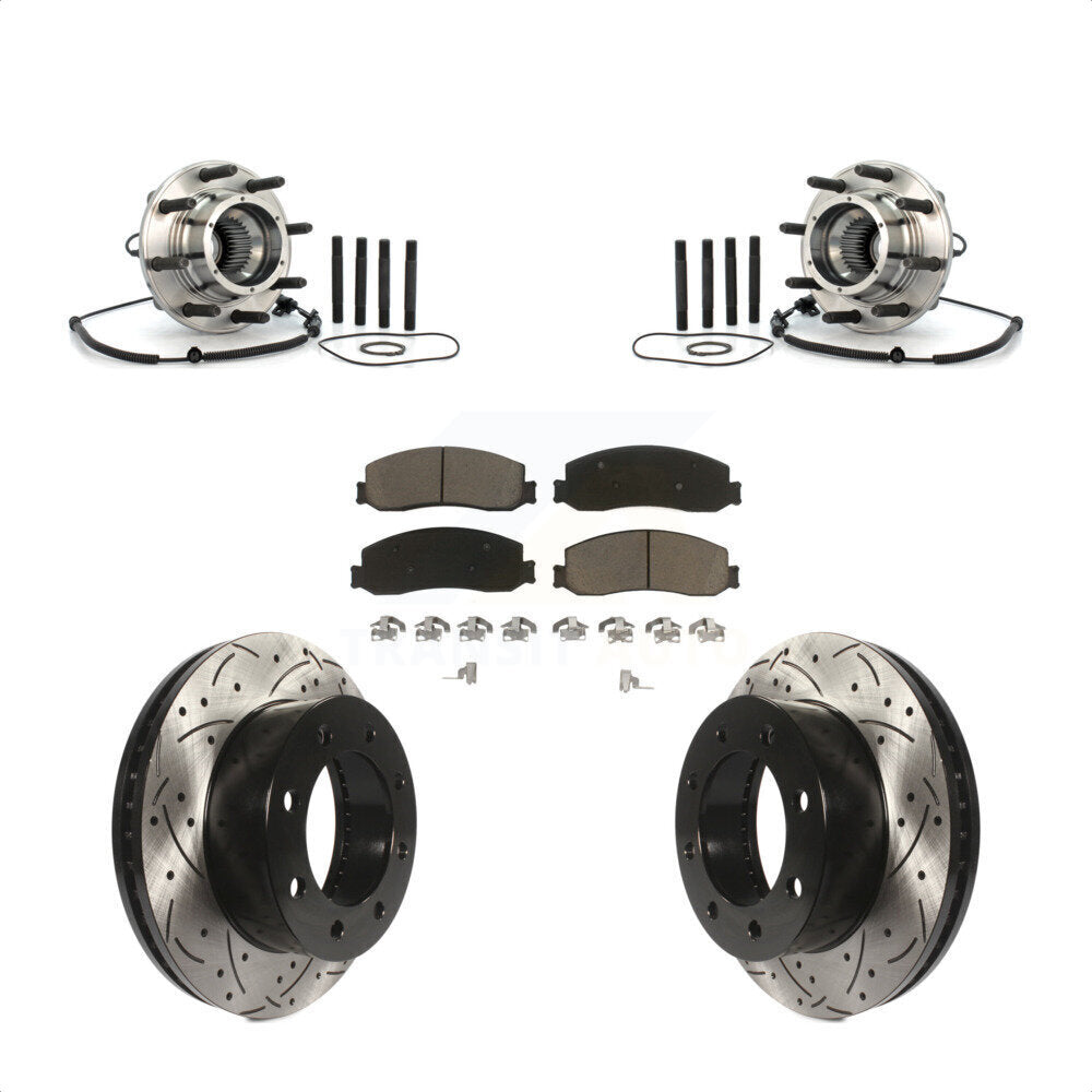 Kit de plaquettes de Rotor de frein, roulement de moyeu avant, fente percée, pour Ford F-350 Super Duty 4W
