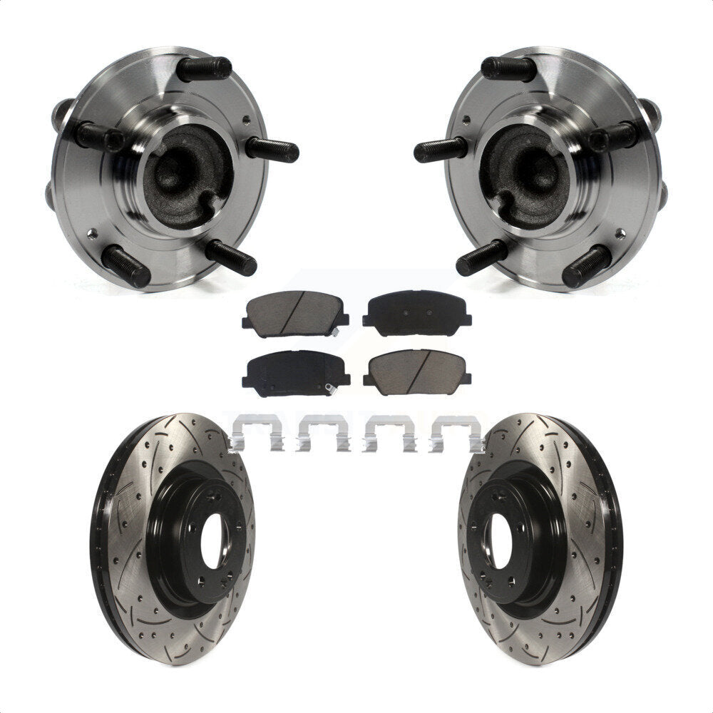 Kit de plaquettes de Rotor de frein, roulement de moyeu avant, fente de perçage, pour Hyundai Genesis Coup