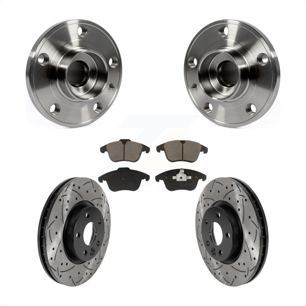 Kit de plaquettes de Rotor de frein, roulement de moyeu avant, fente de perçage, pour Volvo XC70 S60 V60 S80 V7