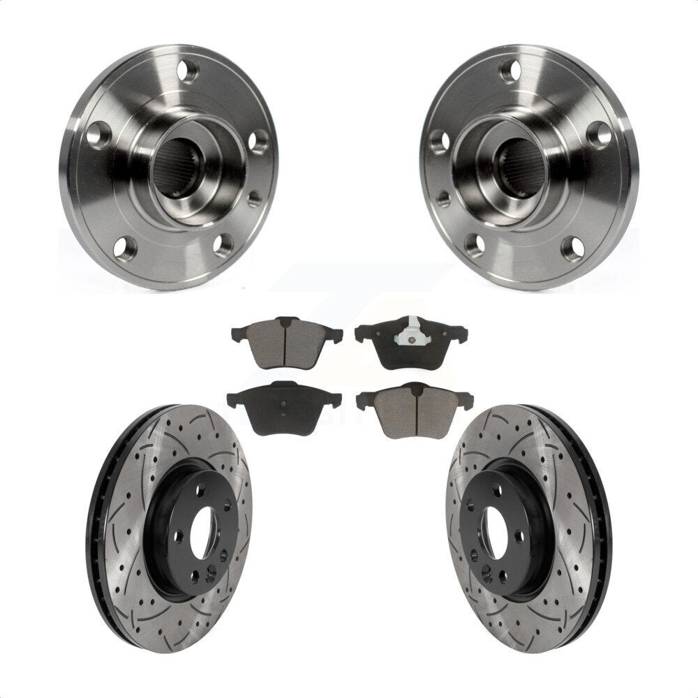 Ensemble de roulement de moyeu avant, Kit de plaquettes de Rotor de frein à fente percée enduite pour Volvo V7