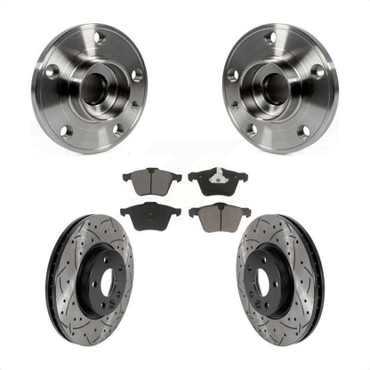Ensemble de roulement de moyeu avant, Kit de plaquettes de Rotor de frein à fente percée enduite pour Volvo V7