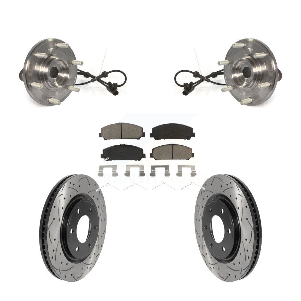 Kit de plaquettes de Rotor de frein, roulement de moyeu avant, fente de perçage revêtue, pour Nissan TITAN Armad