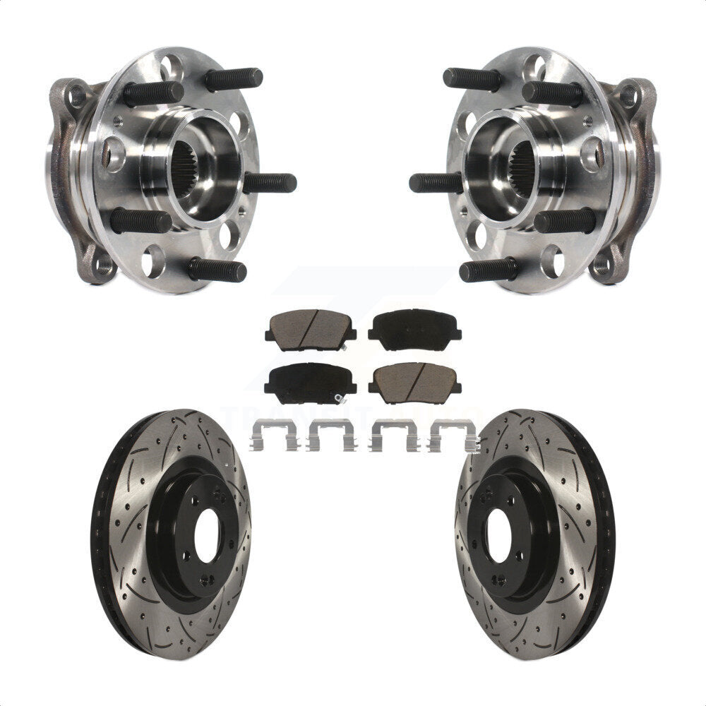 Kit de plaquettes de Rotor de frein, roulement de moyeu avant, fente percée, pour Kia Sorento Hyundai Sant