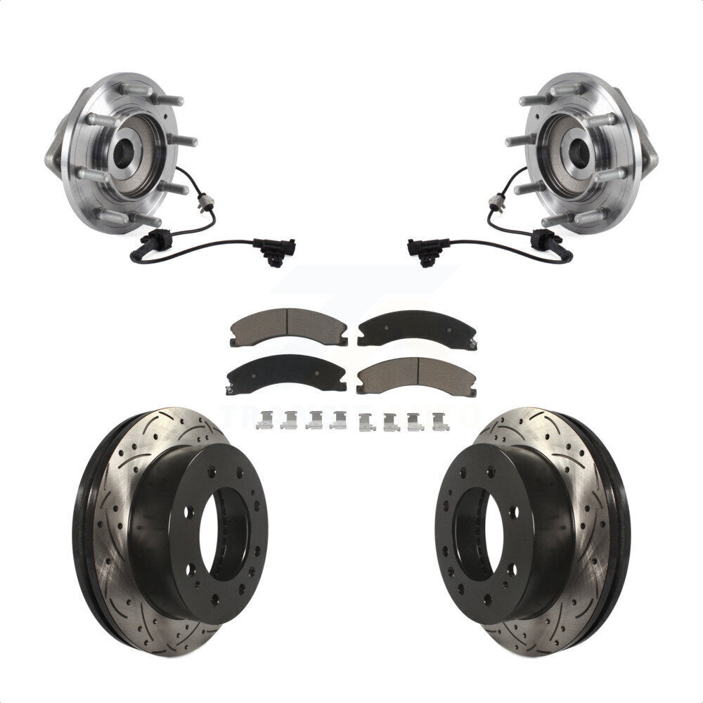Kit de plaquettes de Rotor de frein, roulement de moyeu avant, fente de perçage, pour GMC Sierra 3500 HD 4W