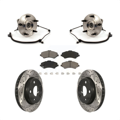Kit de rotor et de plaquettes de frein à fente percée, roulement de moyeu avant pour Jeep Wrangle 2007 – 2010