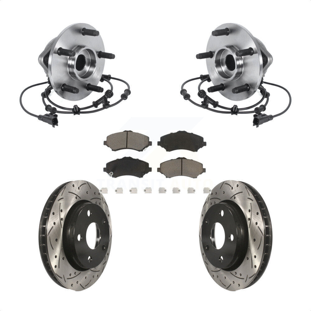 Ensemble de roulement de moyeu avant, Kit de plaquettes de Rotor de frein à fente percée pour Jeep Wrangler J