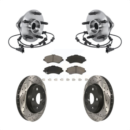 Ensemble de roulement de moyeu avant, Kit de plaquettes de Rotor de frein à fente percée pour Jeep Wrangler J