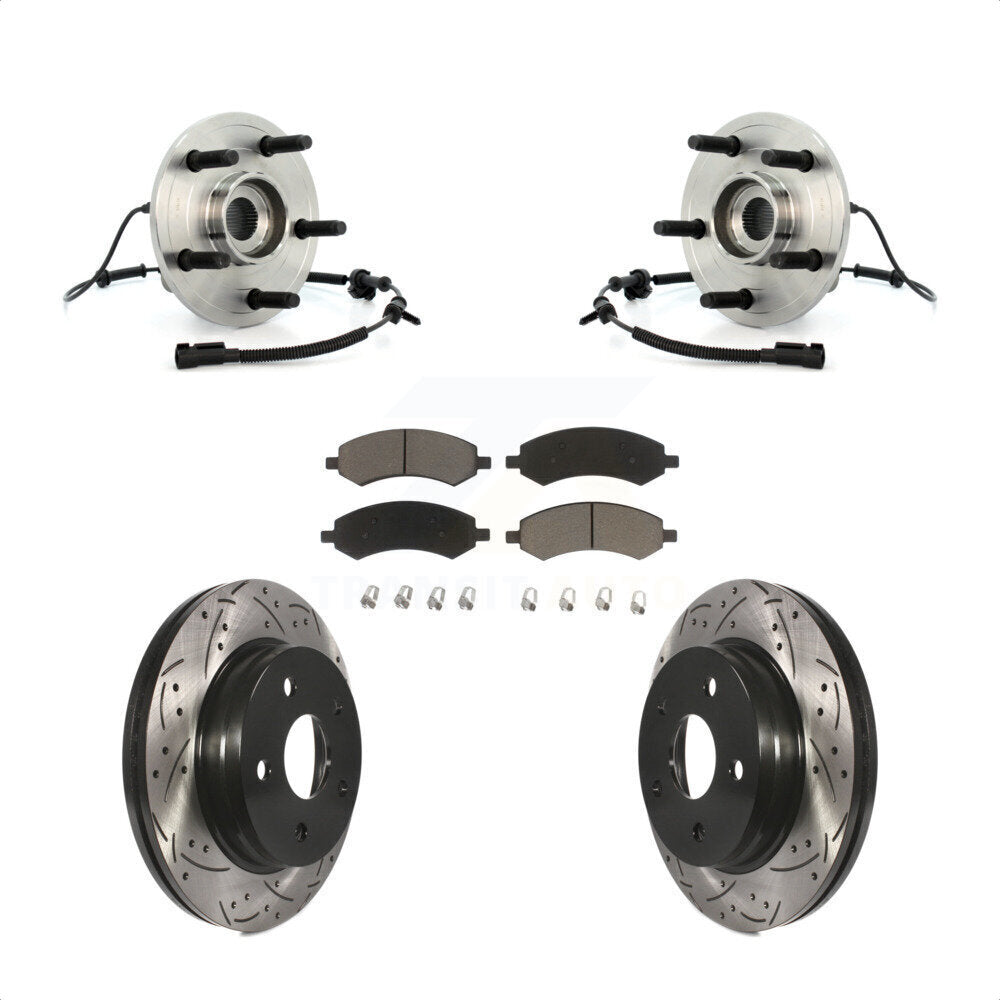 Ensemble de roulement de moyeu avant, Rotor de frein à fente percé et Kit de plaquettes pour Dodge Ram 150