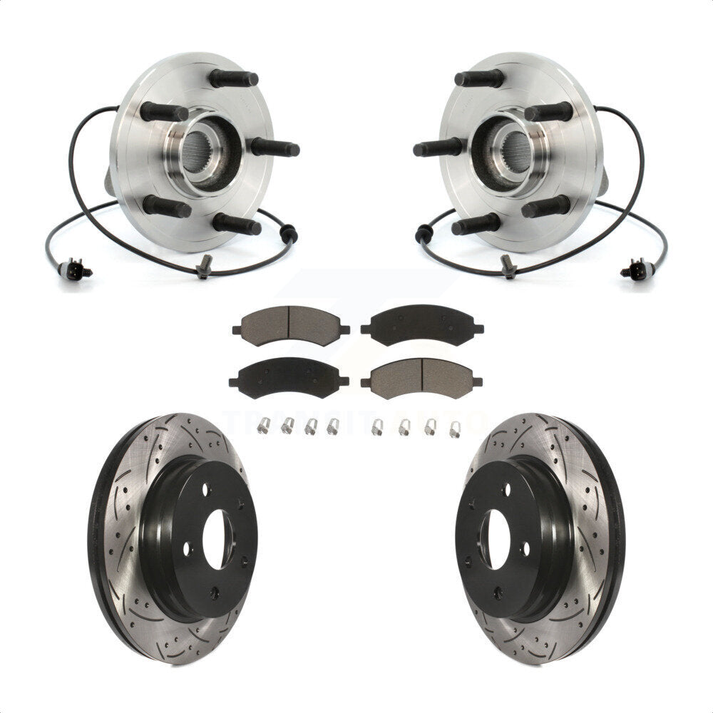 Kit de plaquettes de Rotor de frein, roulement de moyeu avant, fente de perçage revêtue, pour Chrysler Aspen Dodg