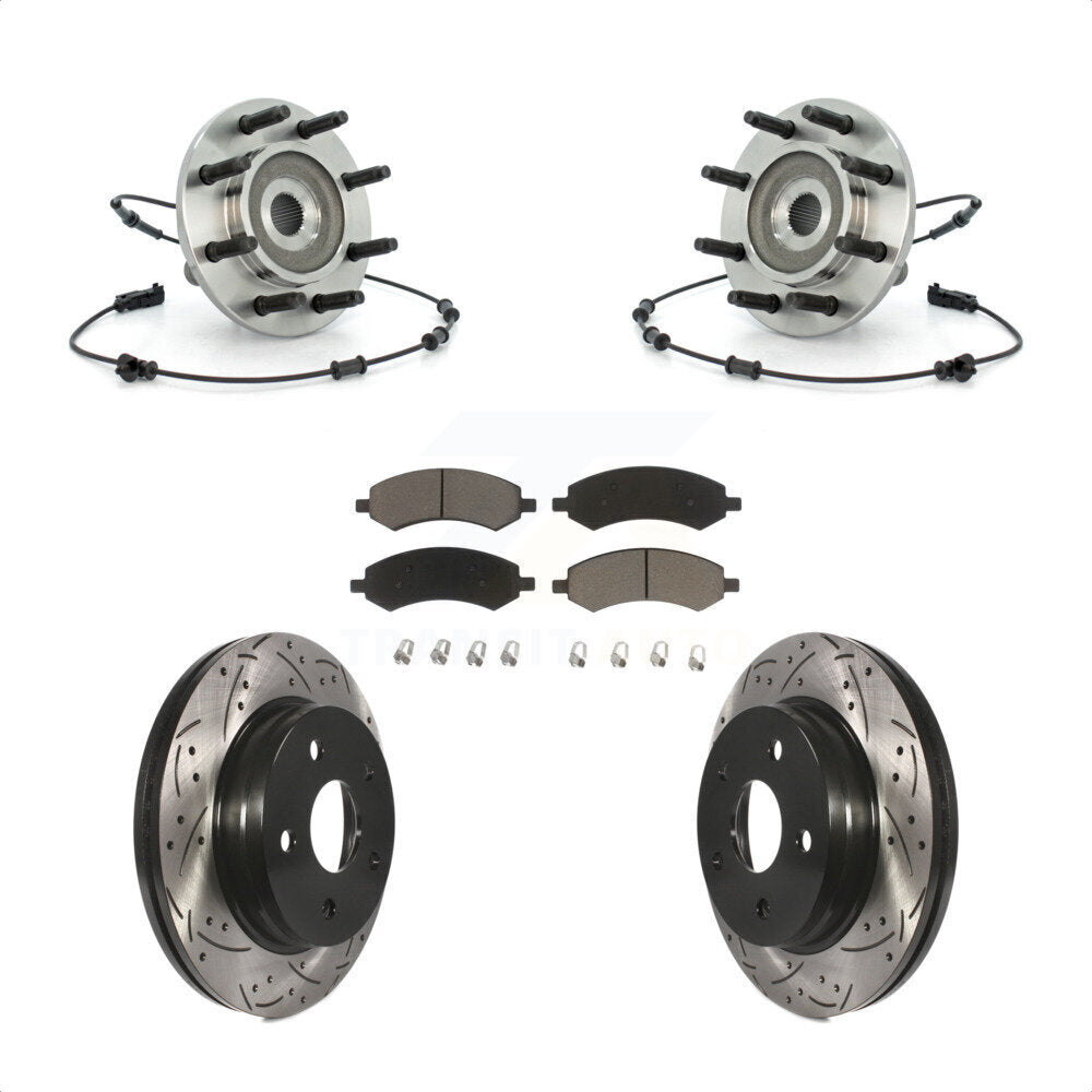 Ensemble de roulement de moyeu avant, Rotor de frein à fente percé et Kit de plaquettes pour Dodge Ram 150