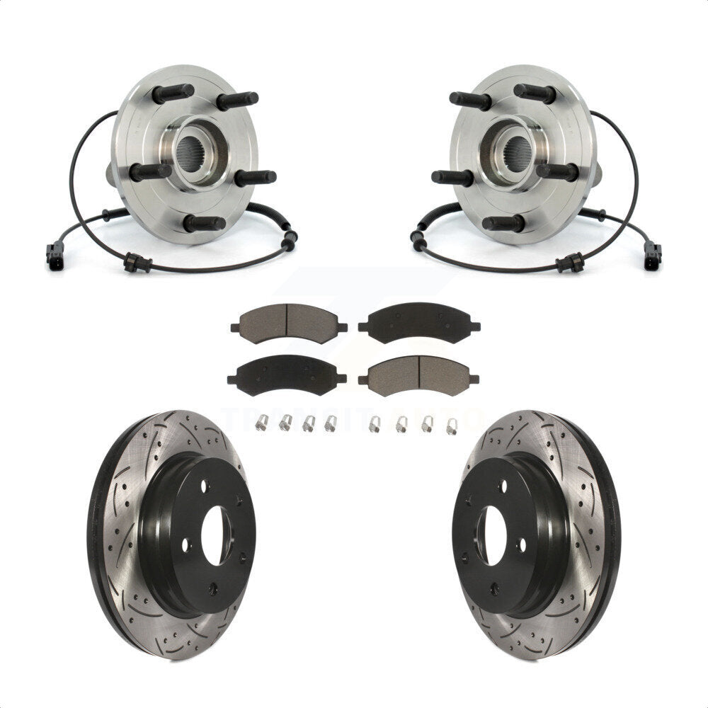 Ensemble de roulement de moyeu avant, Rotor de frein à fente percé et Kit de plaquettes pour Dodge Ram 150