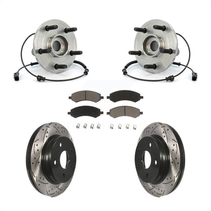Ensemble de roulement de moyeu avant, Rotor de frein à fente percé et Kit de plaquettes pour Dodge Ram 150