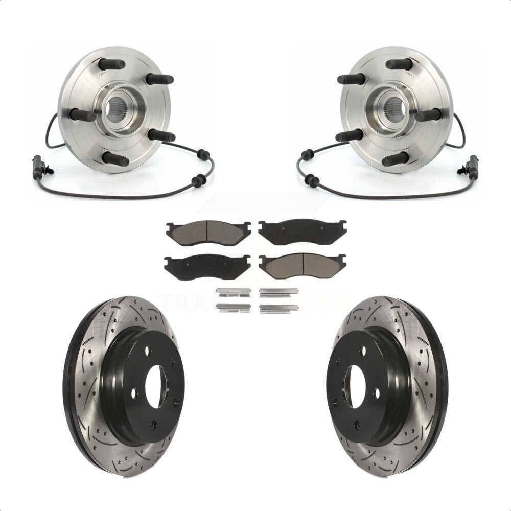 Kit de rotor et de plaquettes de frein à fente percée, roulement de moyeu avant pour Dodge Durang 2004 – 2005