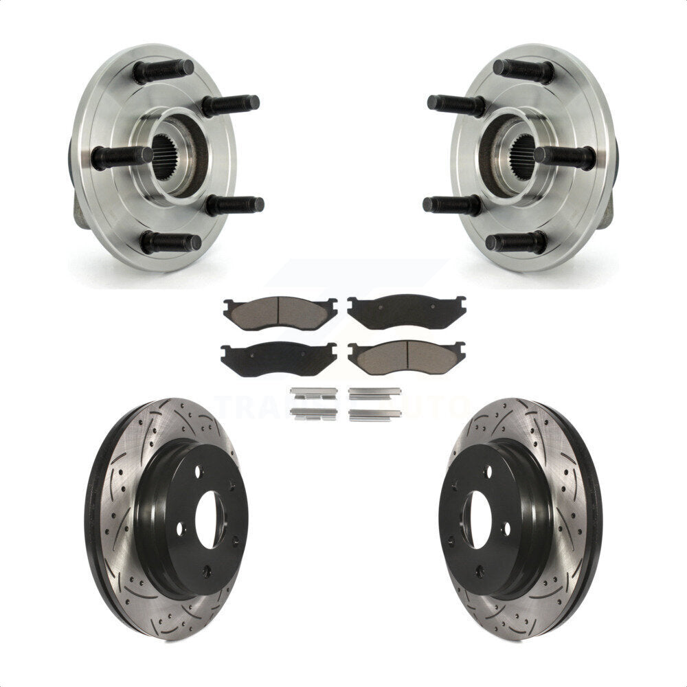 Ensemble de roulement de moyeu avant, Rotor de frein à fente percé et Kit de plaquettes pour Dodge Ram 150