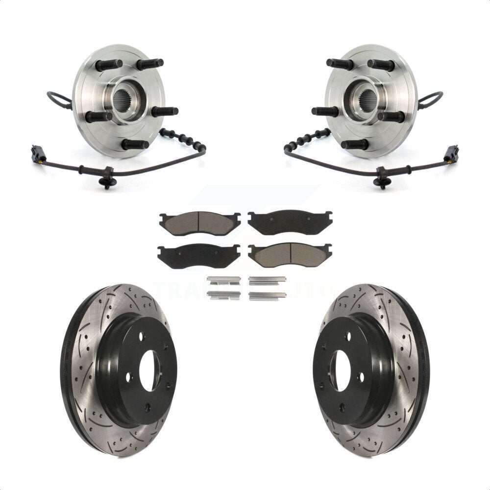 Ensemble de roulement de moyeu avant, Rotor de frein à fente percé et Kit de plaquettes pour Dodge Ram 150