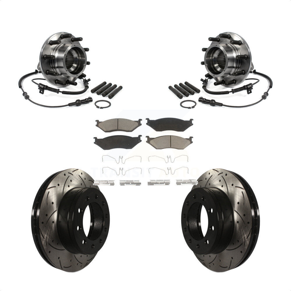Kit de plaquettes de Rotor de frein, roulement de moyeu avant, fente de perçage, pour Ford F-550 Super Duty 4 X