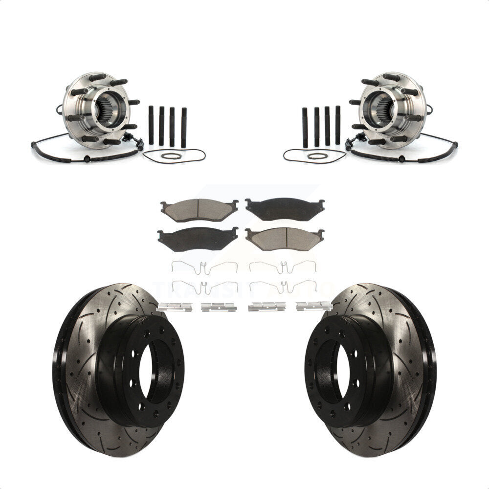 Kit de plaquettes de Rotor de frein, roulement de moyeu avant, fente de perçage, pour Ford F-550 Super Duty 4 X