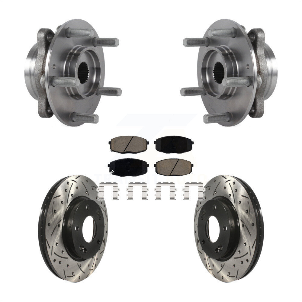 Kit de plaquettes de Rotor de frein, roulement de moyeu avant, fente percée, pour Kia Forte Hyundai Elantr