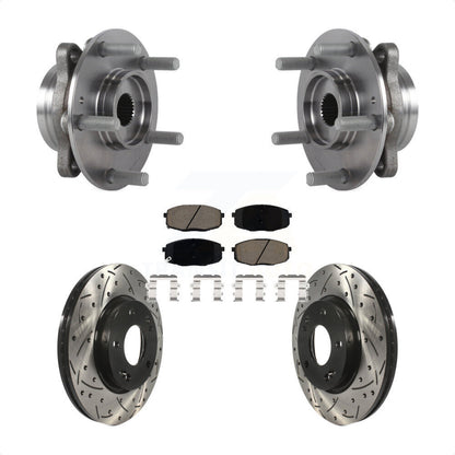 Kit de plaquettes de Rotor de frein, roulement de moyeu avant, fente percée, pour Kia Forte Hyundai Elantr