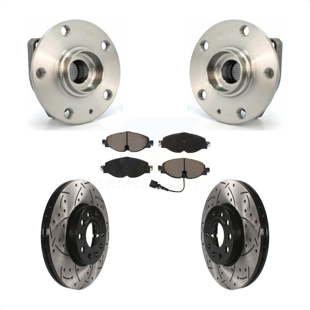 Kit de plaquettes de Rotor de frein, roulement de moyeu avant, fente de perçage, pour Volkswagen Golf SportWage
