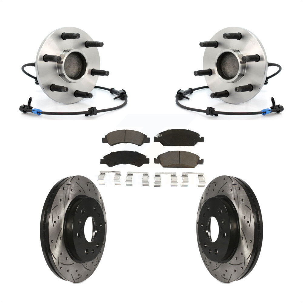 Kit de Rotor et de plaquettes de frein à fente percée, roulement de moyeu avant, pour Chevrolet GMC Silverad