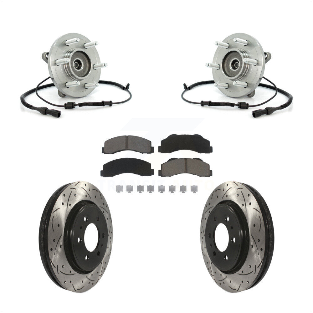 Kit de plaquettes de Rotor de frein, roulement de moyeu avant, fente de perçage, pour Ford Expedition Lincoln 4W