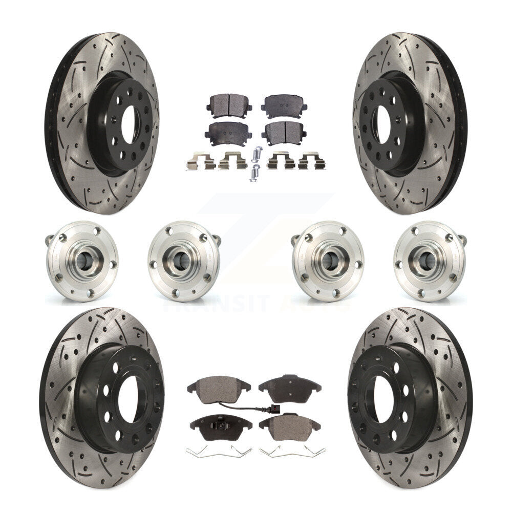 Kit de rotor et de plaquettes de frein revêtus de roulement de moyeu avant et arrière (10 pièces) pour Audi A3 Quattr