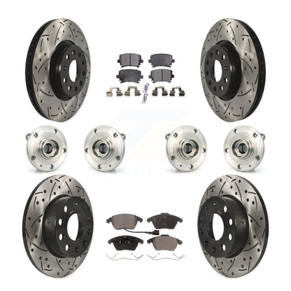 Kit de rotor et de plaquettes de frein revêtus de roulement de moyeu avant et arrière (10 pièces) pour Audi A3 Quattr