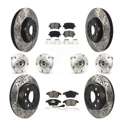 Kit de rotor et de plaquettes de frein revêtus de roulement de moyeu avant et arrière (10 pièces) pour Audi A3 Quattr