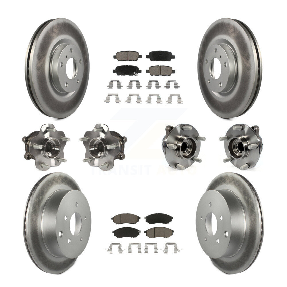 Kit de rotor et de plaquettes de frein revêtus de roulement de moyeu avant et arrière (10 pièces) pour INFINITI QX70 RW
