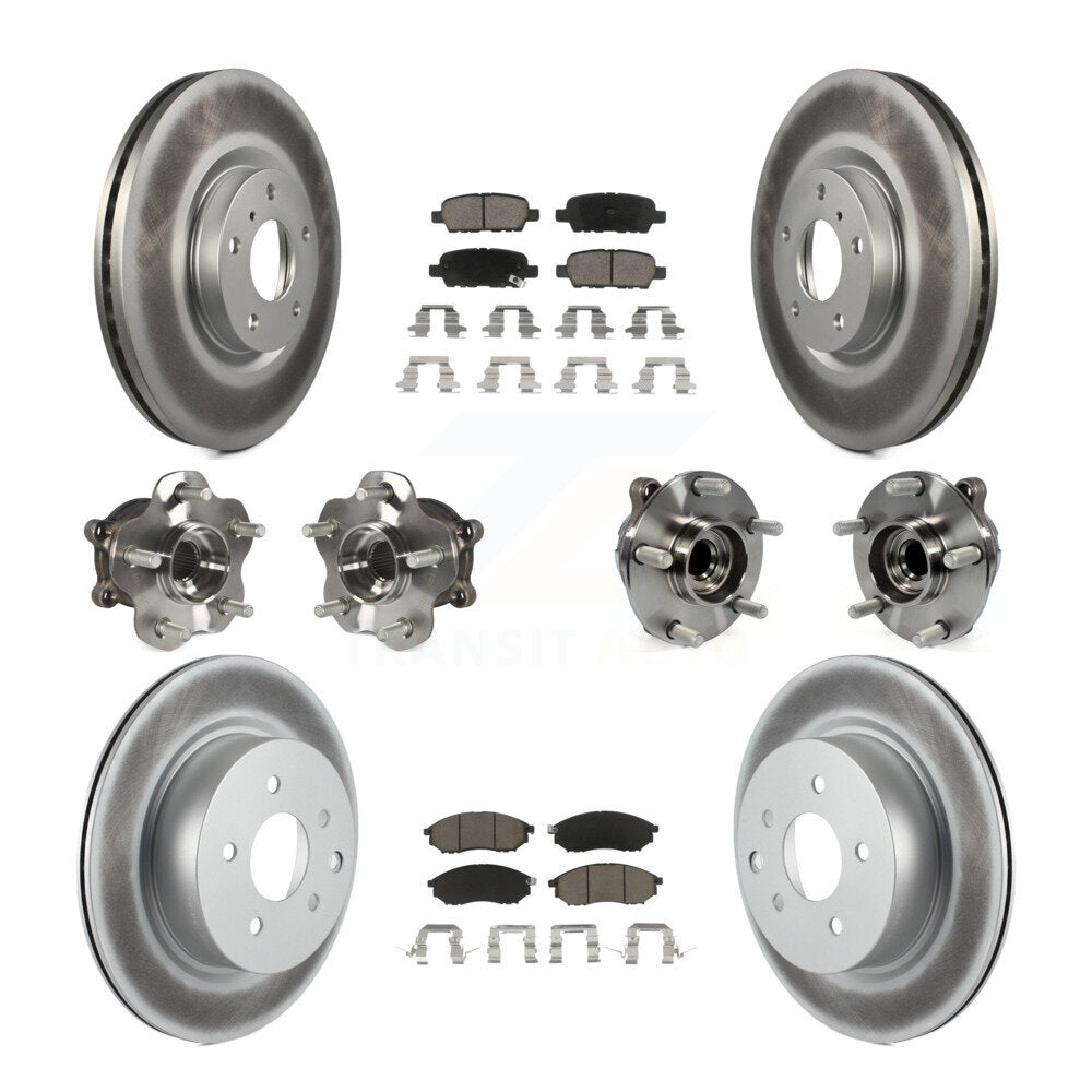 Kit de plaquettes de rotor de frein enduites de roulement de moyeu avant et arrière (10 pièces) pour INFINITI EX35 QX5