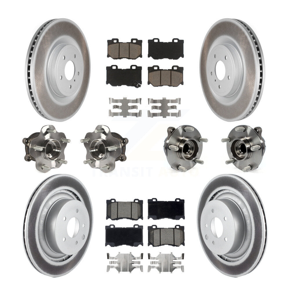 Kit de rotors et plaquettes de frein revêtus de roulement de moyeu avant et arrière (10 pièces) pour INFINITI G37 RW