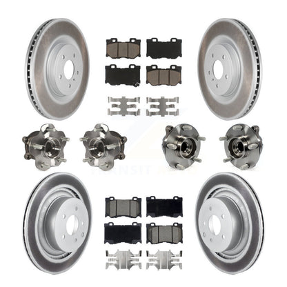 Kit de rotors et plaquettes de frein revêtus de roulement de moyeu avant et arrière (10 pièces) pour INFINITI G37 RW