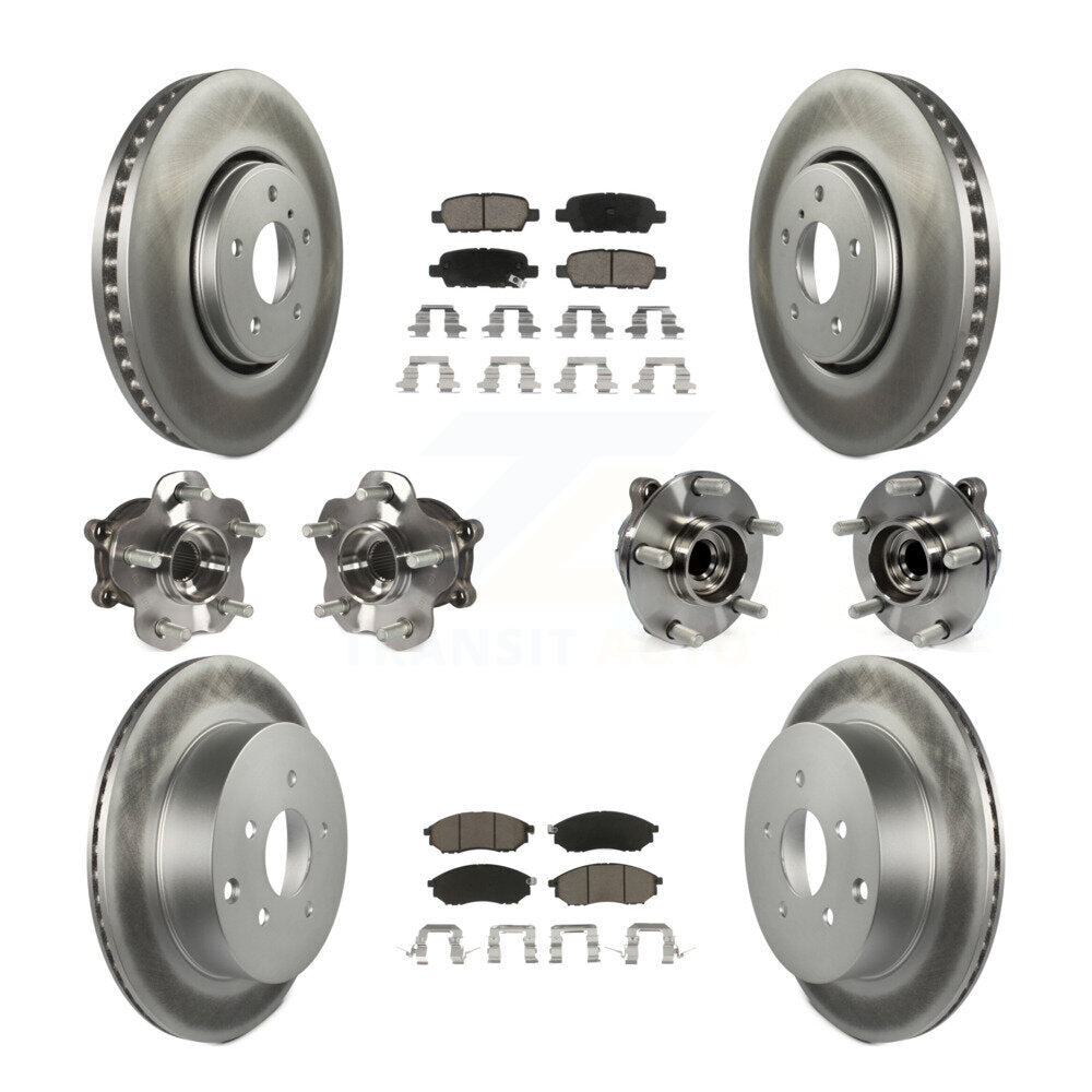 Kit de plaquettes de rotor de frein enduites de roulement de moyeu avant et arrière (10 pièces) pour INFINITI FX35 FX3