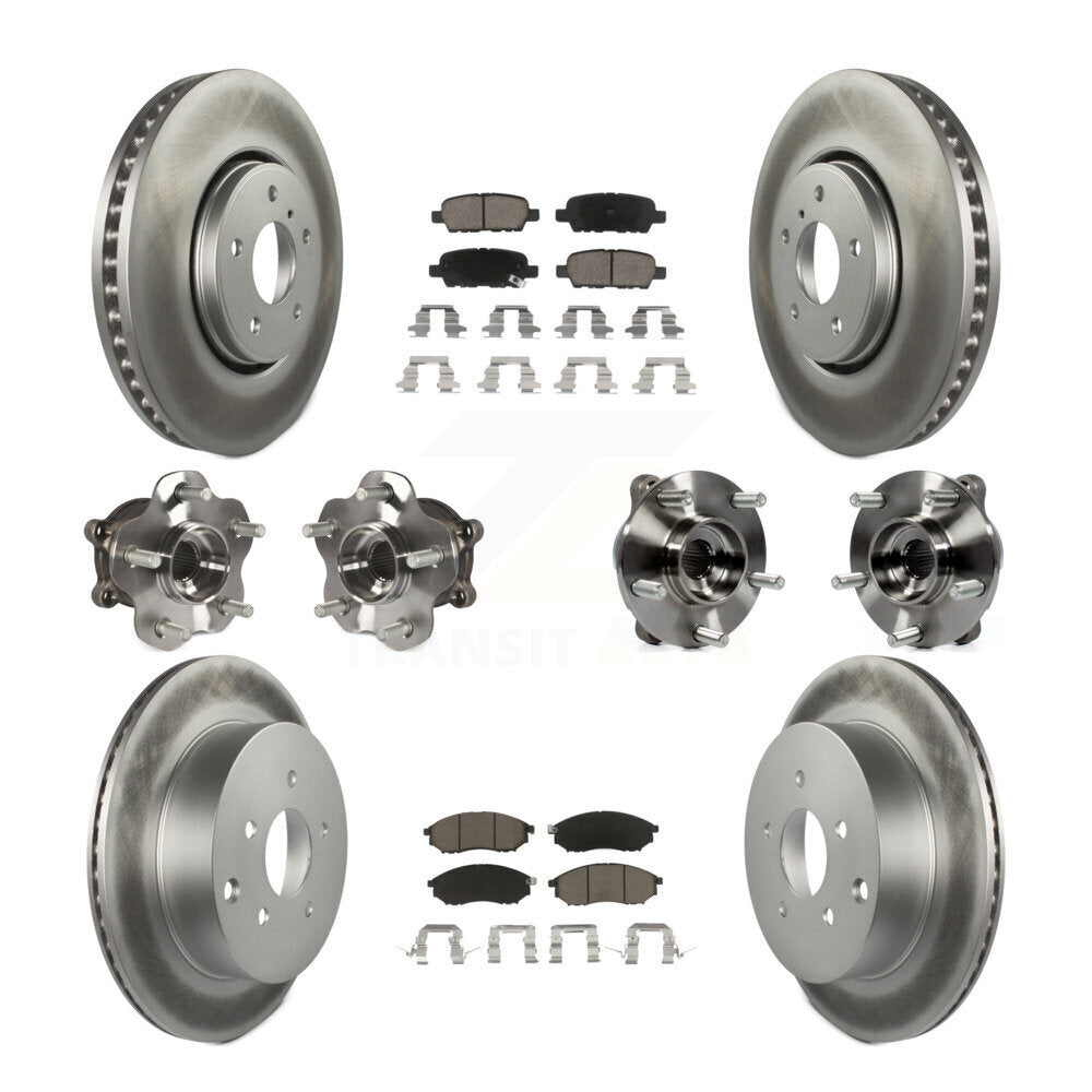 Kit de plaquettes de rotor de frein enduites de roulement de moyeu avant et arrière (10 pièces) pour INFINITI FX35 FX3