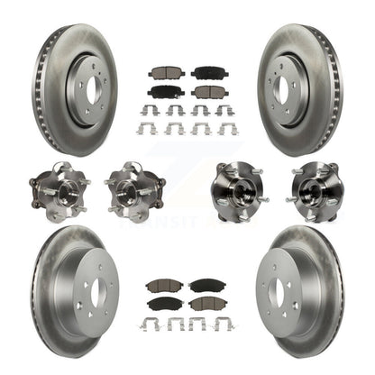 Kit de plaquettes de rotor de frein enduites de roulement de moyeu avant et arrière (10 pièces) pour INFINITI FX35 FX3