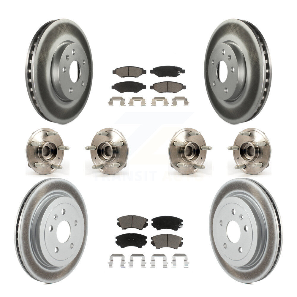 Kit de rotors et plaquettes de frein revêtus de roulement de moyeu avant et arrière (10 pièces) pour Chevrolet Camar
