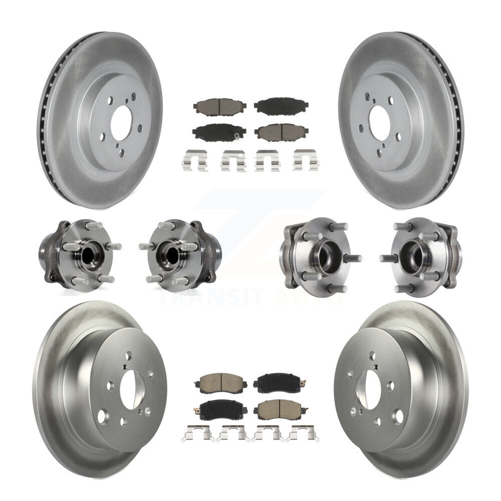 Kit de rotors et plaquettes de frein revêtus de roulement de moyeu avant et arrière (10 pièces) pour Subaru Crosstre