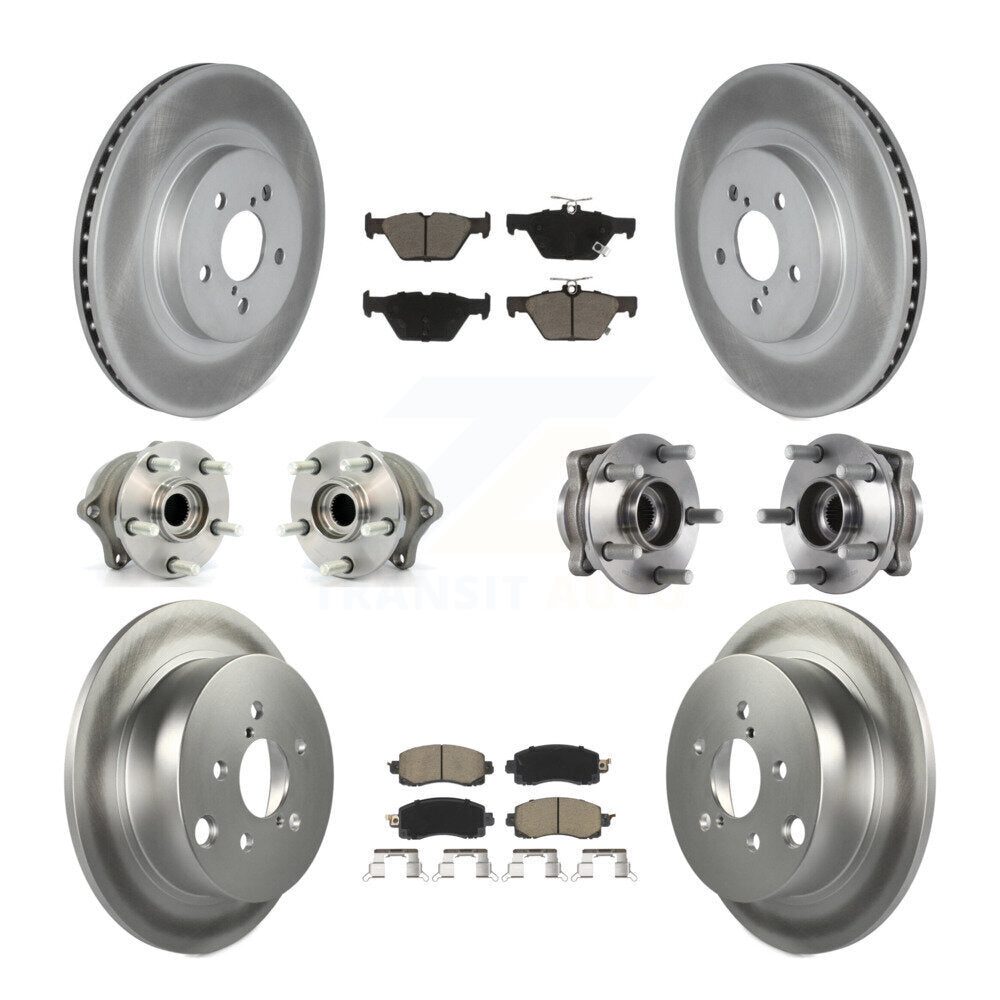 Kit de rotors et plaquettes de frein revêtus de roulement de moyeu avant et arrière (10 pièces) pour Subaru Crosstre