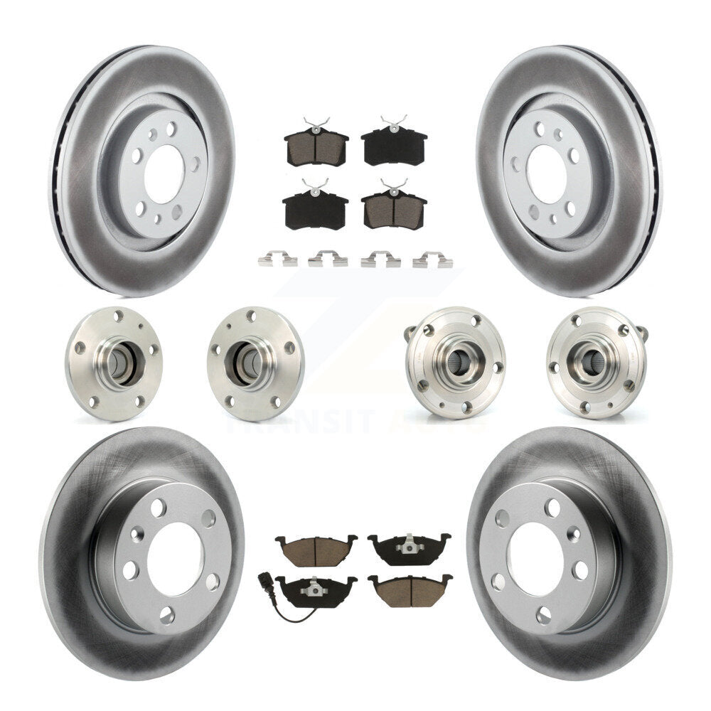 Kit de rotors et plaquettes de frein revêtus de roulement de moyeu avant et arrière (10 pièces) pour Volkswagen Jett