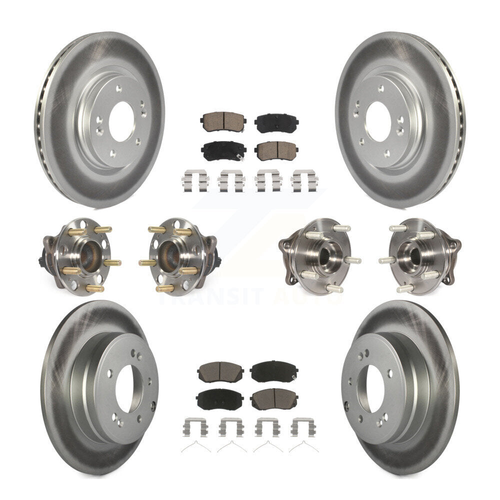 Kit de rotor et de plaquettes de frein à disque revêtus de roulement de moyeu avant et arrière (10 pièces) pour Kia Optim