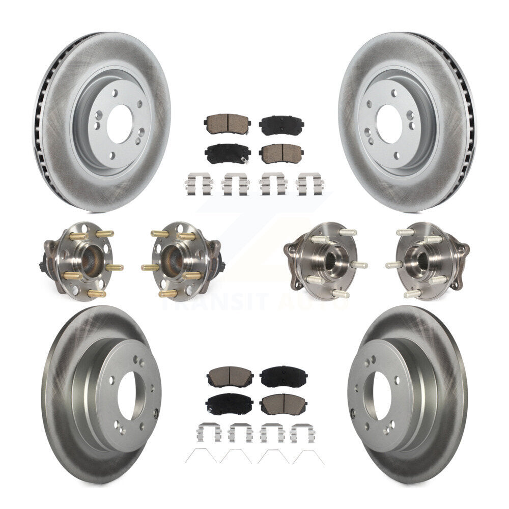Kit de rotor et de plaquettes de frein à disque revêtus de roulement de moyeu avant et arrière (10 pièces) pour Kia Optim