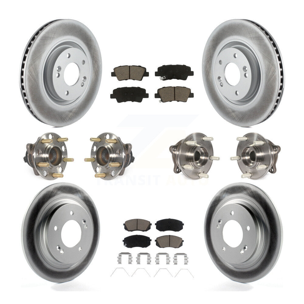 Kit de rotor et de plaquettes de frein à disque revêtus de roulement de moyeu avant et arrière (10 pièces) pour Kia Optim