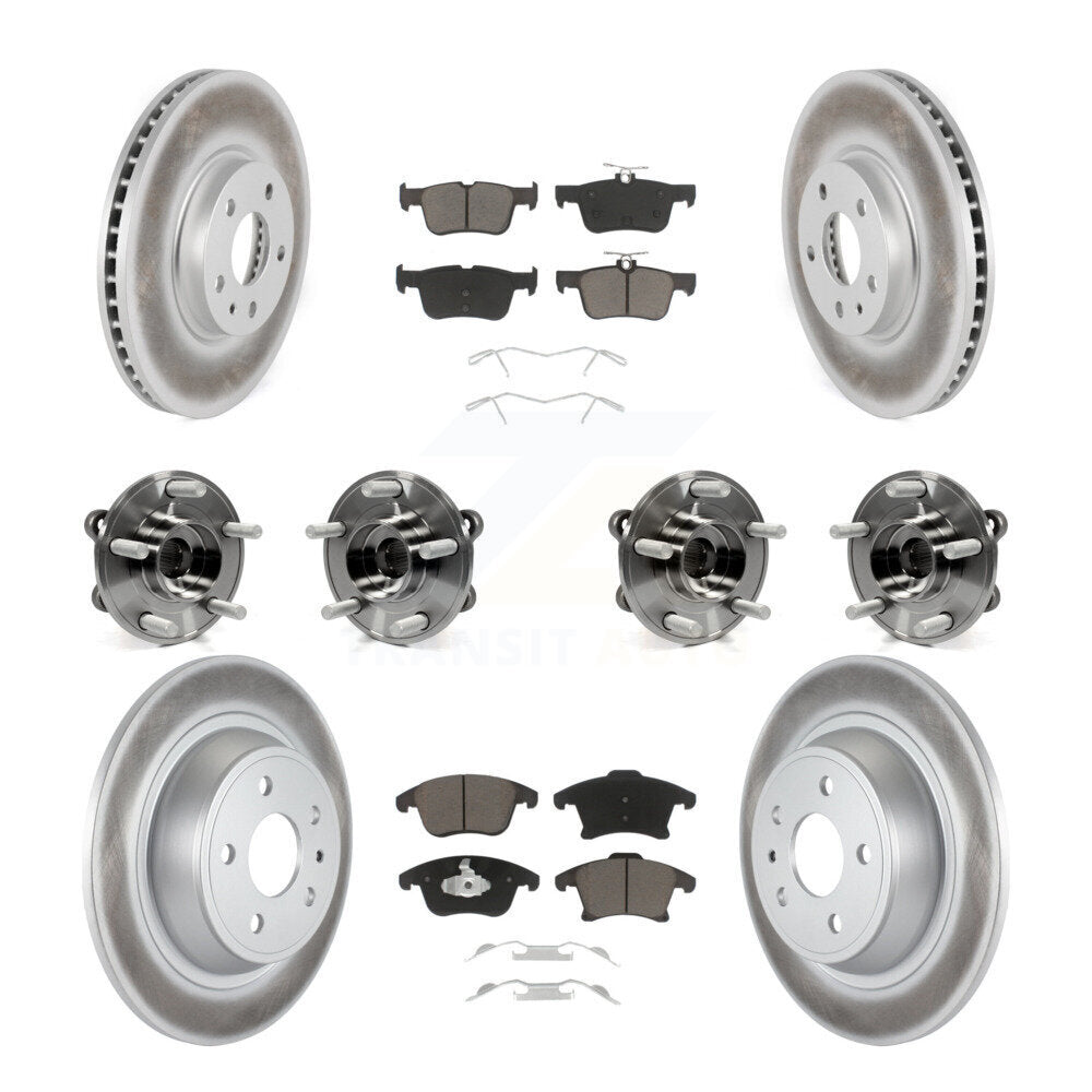 Kit de rotors et plaquettes de frein à disque revêtus de roulement de moyeu avant et arrière (10 pièces) pour Ford Fusio