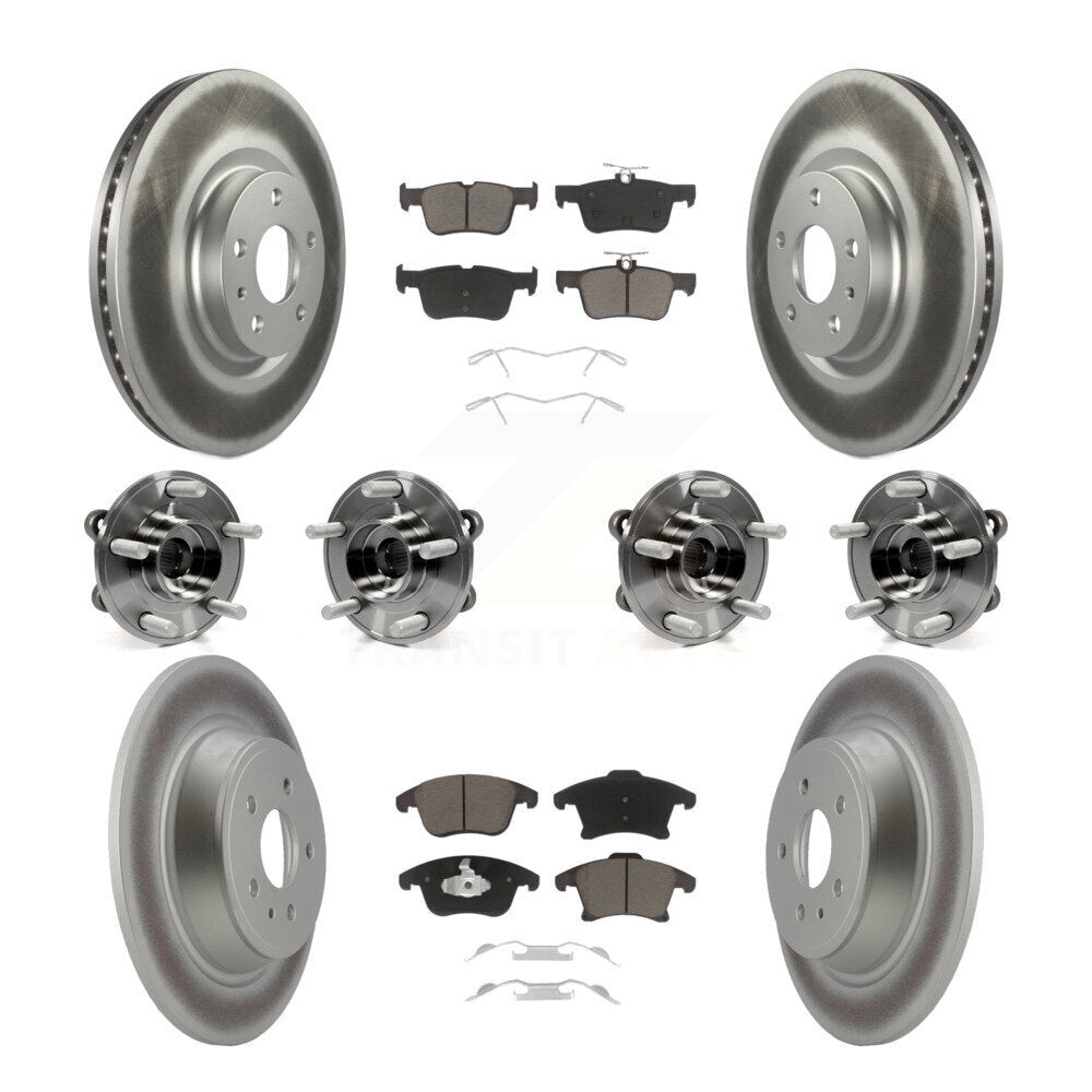 Kit de rotors et plaquettes de frein à disque revêtus de roulement de moyeu avant et arrière (10 pièces) pour Lincoln MK