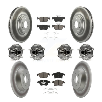 Kit de rotors et plaquettes de frein à disque revêtus de roulement de moyeu avant et arrière (10 pièces) pour Lincoln MK